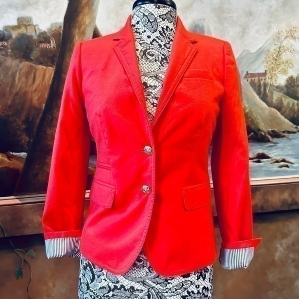 ✨❤️✨J Crew Bright Red Schoolboy Jacket Blazer Gold Buttons ✨❤️✨Size 2✨❤️✨